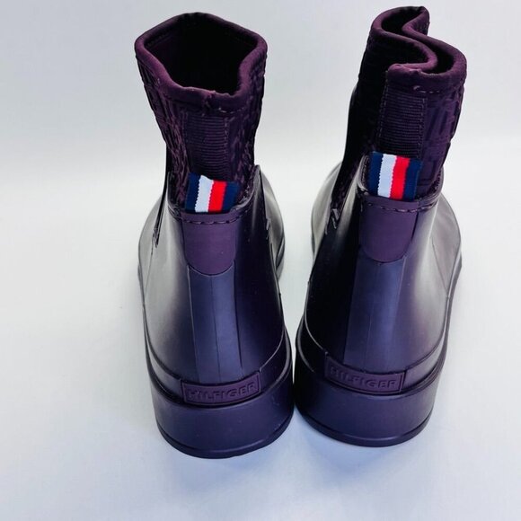 Tommy Hilfiger Women's Blayr Rain Boot Size 10 Burgundy Waterproof Pull On Ankle - Picture 4 of 11